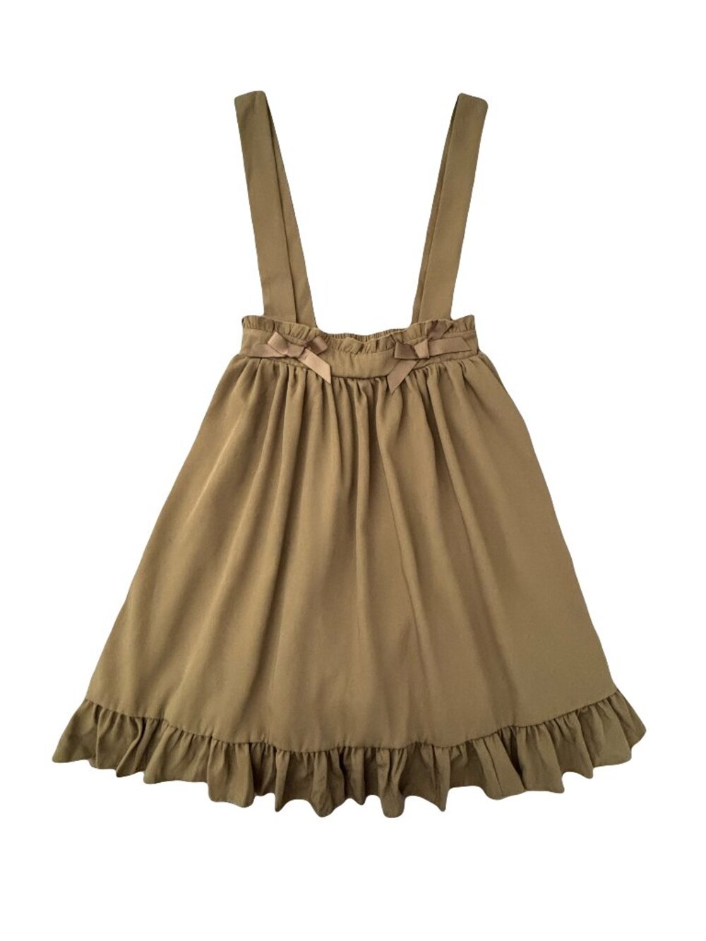 Forest green bow ruffle midi skirt with removed straps